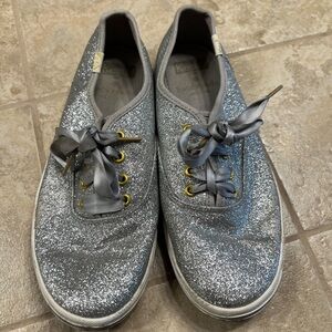 Keds Kate Spade Girls Glitter Champion Sneaker Silver